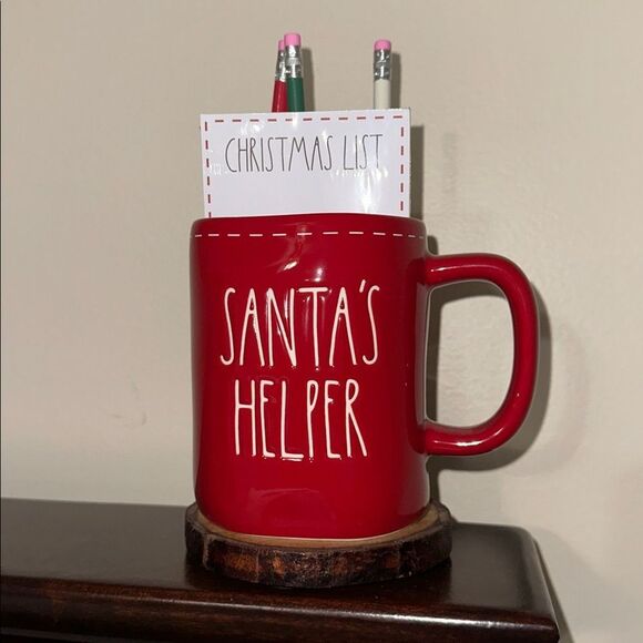 Rae Dunn Other - RAE DUNN. Artisan Collection by Magenta SANTA’S HELPER Red White Stationary MUG